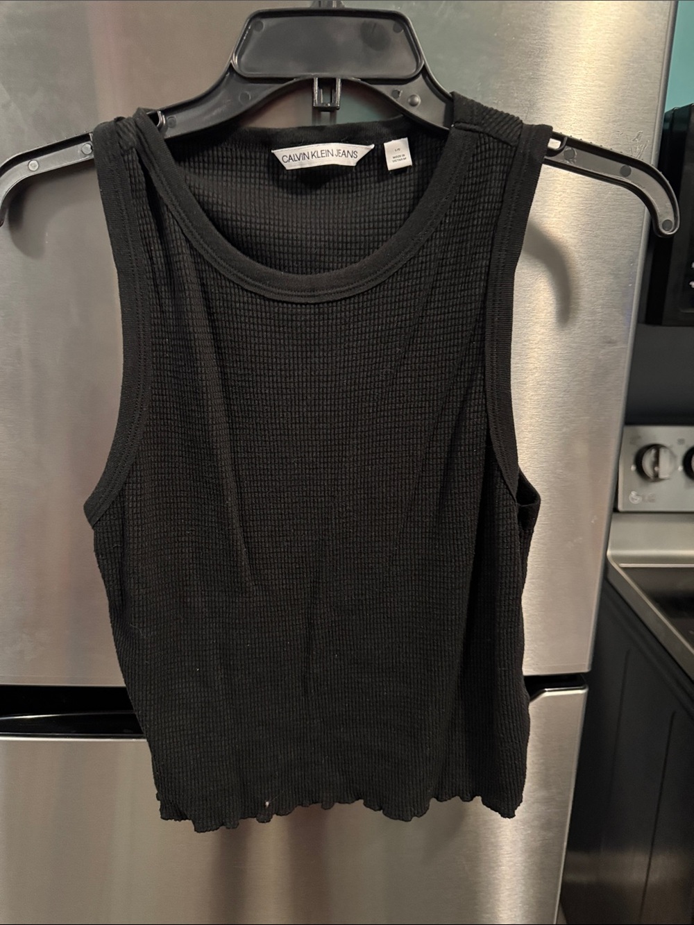 Calvin Klein Jeans Black Ribbed Sleeveless Tank